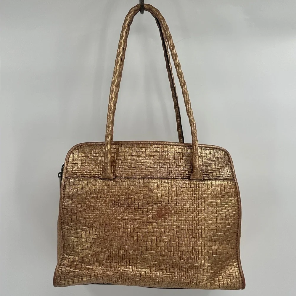 Patricia Nash Paris Gold Woven Tote Bag with Tassel